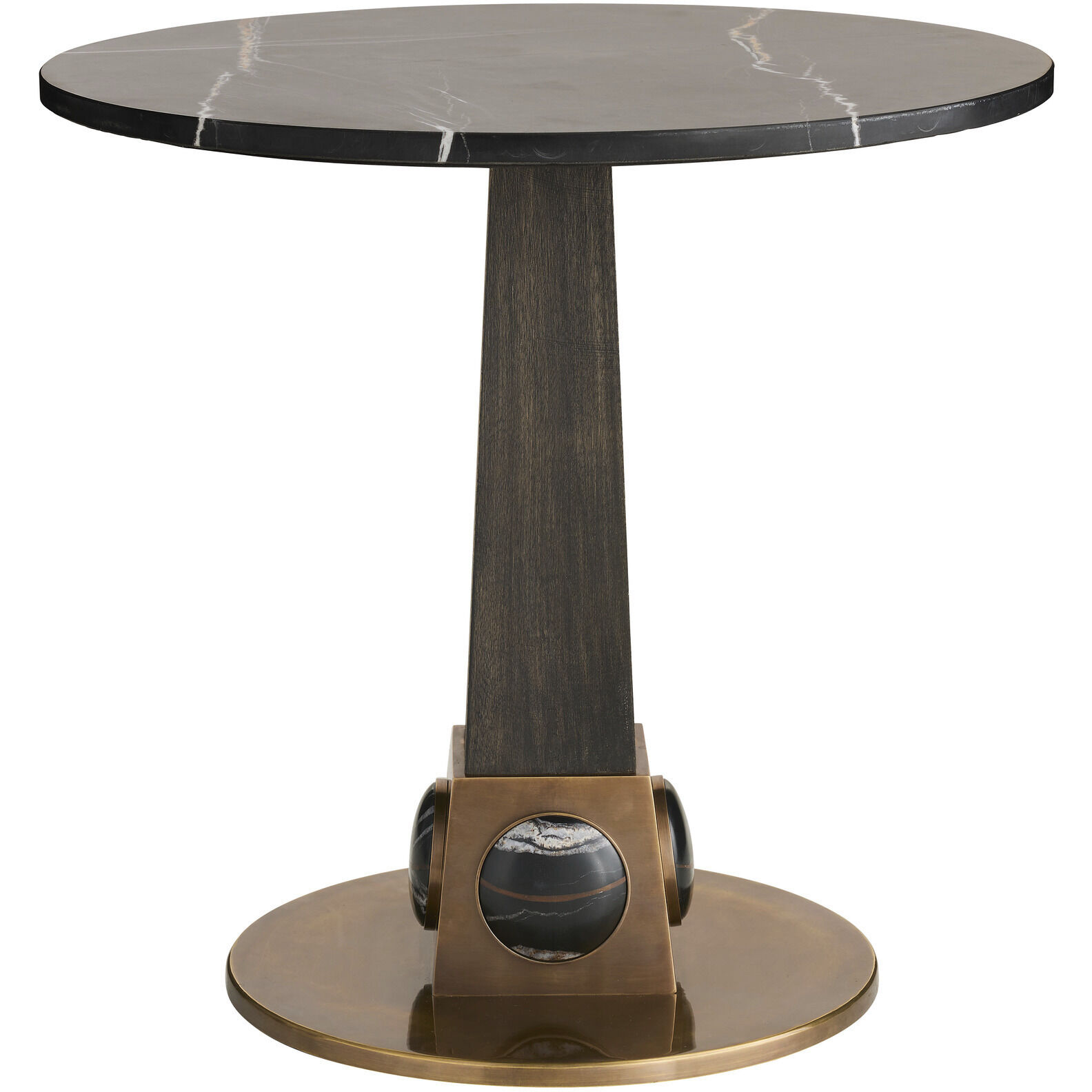 Lancelot 23.5 inch Bengal and Antique Brass with Ebony End Table