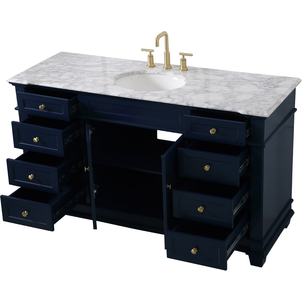 Wesley 60 X 21.5 X 35 inch Blue Vanity Sink Set