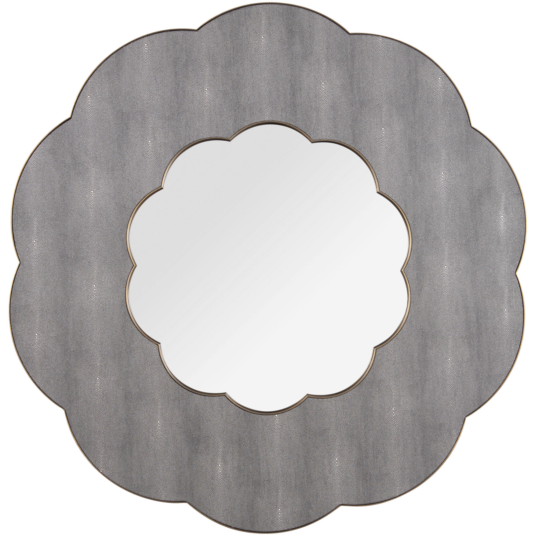Scallop 54 X 54 inch Gray Shagreen with Weathered Brass Wall Mirror, Varaluz Casa
