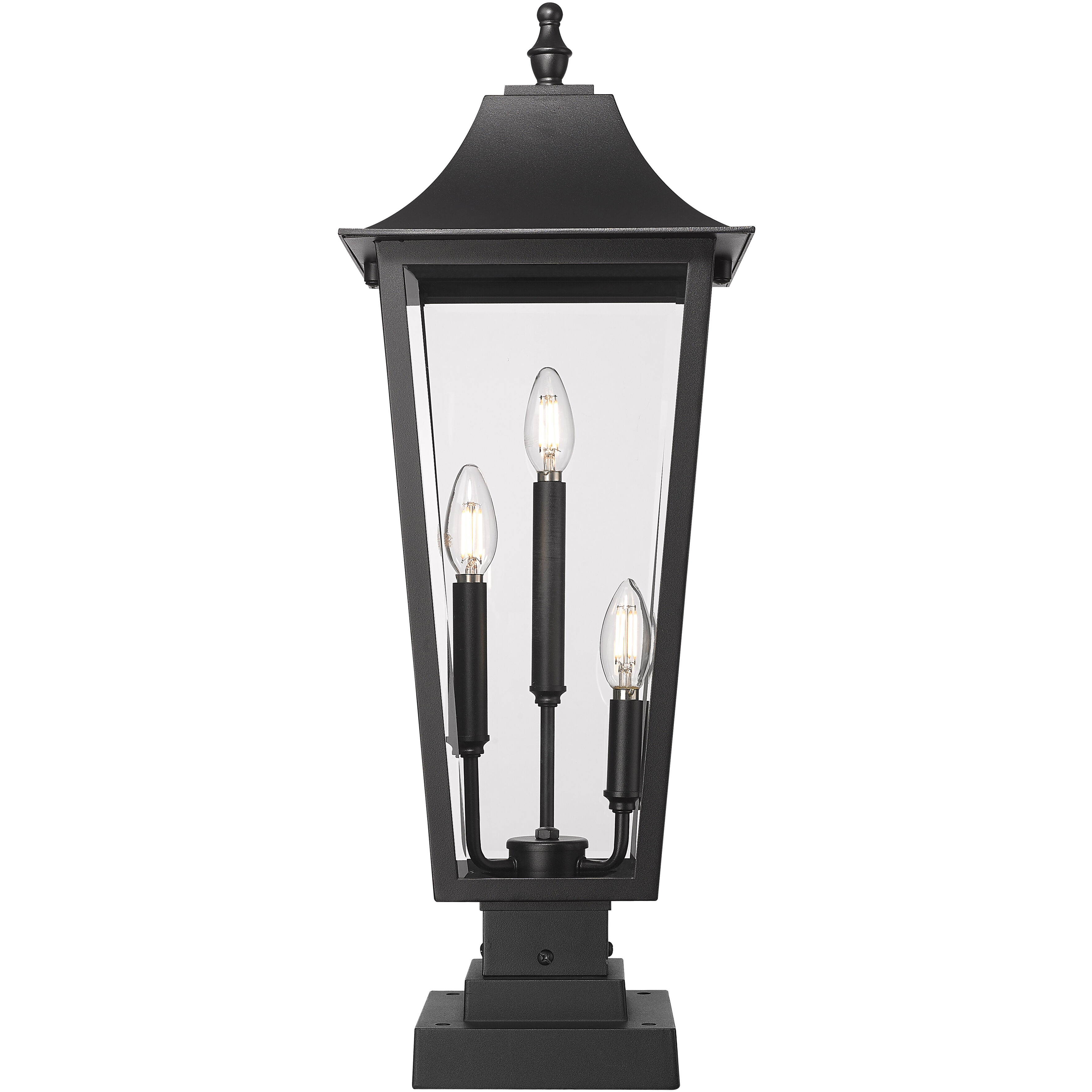 Gannon 3 Light 27.75 inch Black Outdoor Pier Mounted Fixture in G9