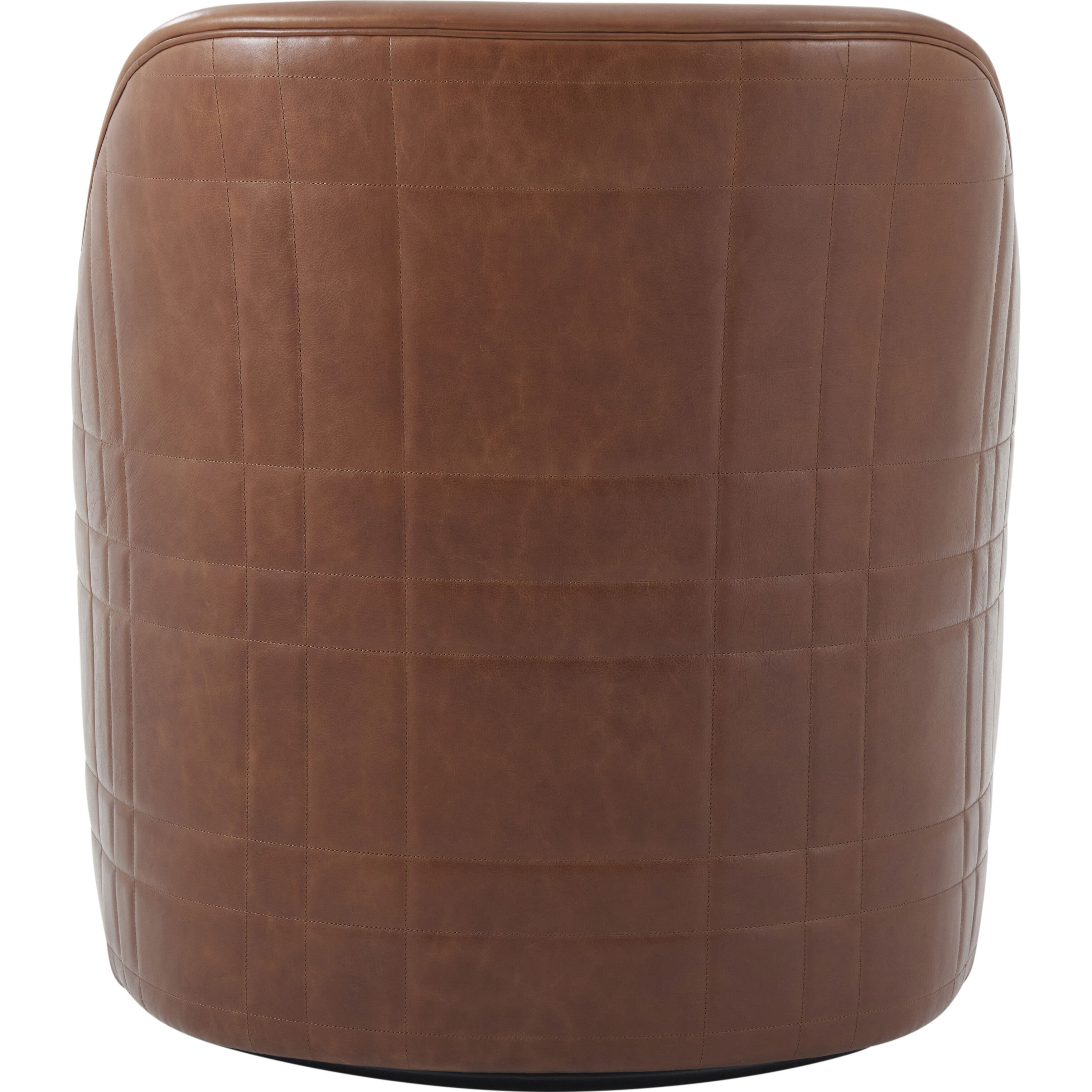 Tartan Tawny Leather Swivel Chair, Wooden, Upholstered