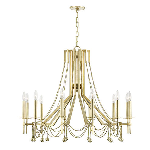 Zariah 12 Light 36 inch Aged Brass Chandelier Ceiling Light