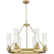 Boreas 6 Light 29 inch Brushed Brass Chandelier Ceiling Light in Deco Swirl Glass