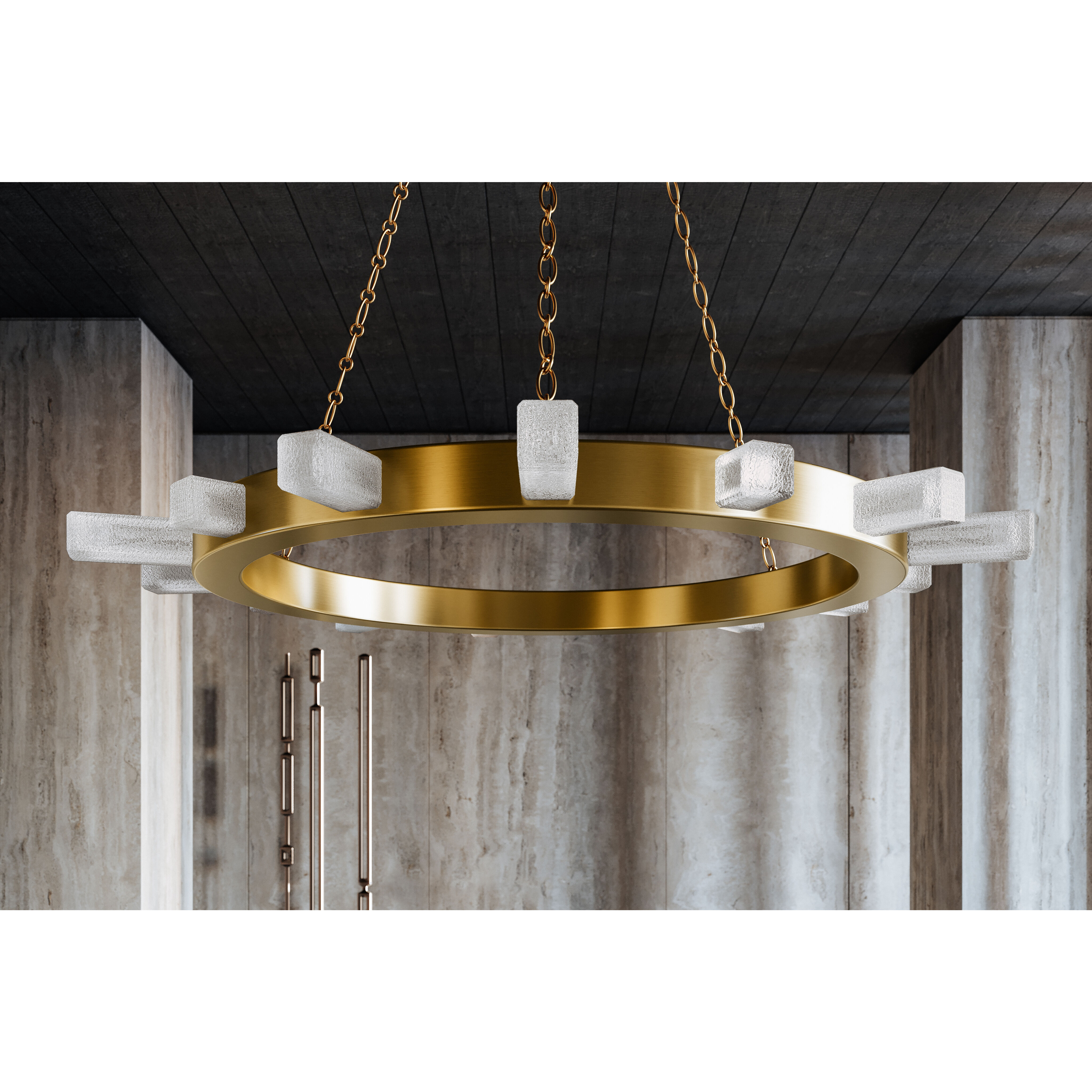 Citrine LED 48.5 inch Vintage Brass Chandelier Ceiling Light