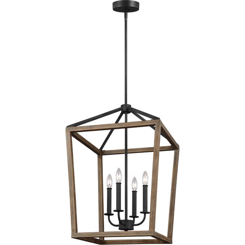 Sean Lavin Gannet 4 Light 18 inch Weathered Oak Wood / Antique Forged Iron Chandelier Ceiling Light