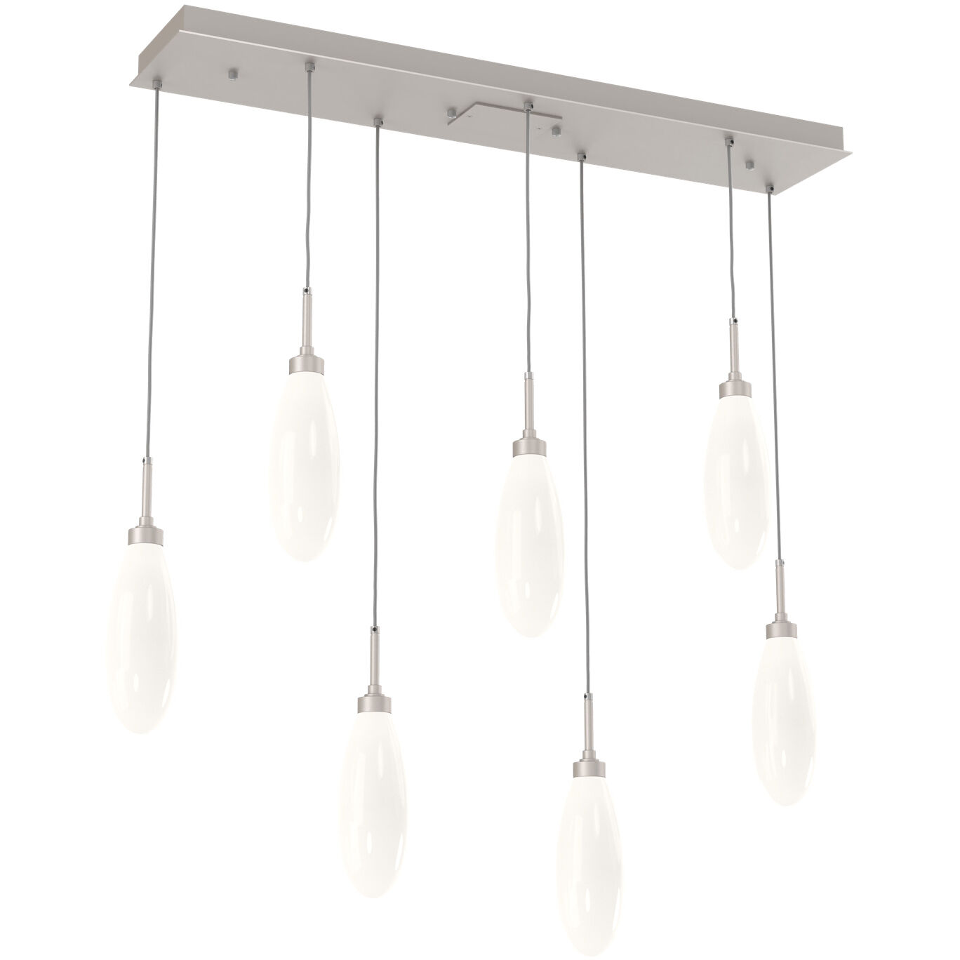 Fiori LED Metallic Beige Silver Linear Multi-Pendant Ceiling Light, Multi-Port