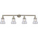 Franklin Restoration Bellmont 4 Light 42 inch Brushed Satin Nickel Bath Vanity Light Wall Light in Seedy Glass, Franklin Restoration