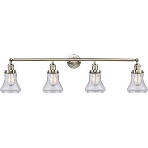 Franklin Restoration Bellmont 4 Light 42 inch Brushed Satin Nickel Bath Vanity Light Wall Light in Seedy Glass, Franklin Restoration