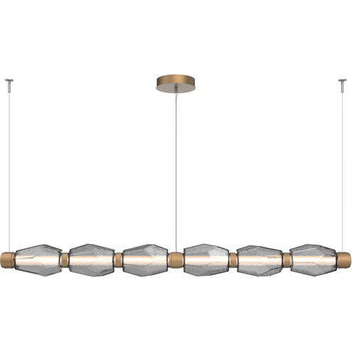 Gem LED 72.6 inch Novel Brass Linear Chandelier Ceiling Light in Smoke, Mandrel