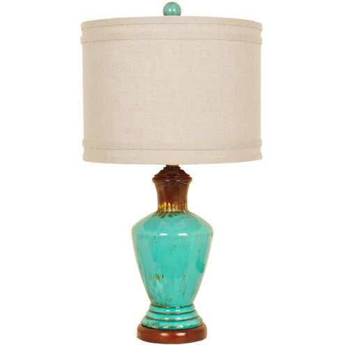 Napa 27 inch 150 watt Distressed Turquoise and Brown Table Lamp Portable Light