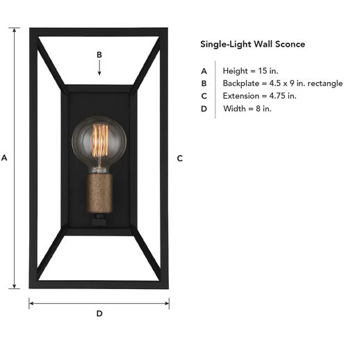 Within 1 Light 8 inch Matte Black Wall Sconce Wall Light
