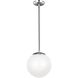 Leo - Hanging Globe LED 10 inch Satin Aluminum Pendant Ceiling Light
