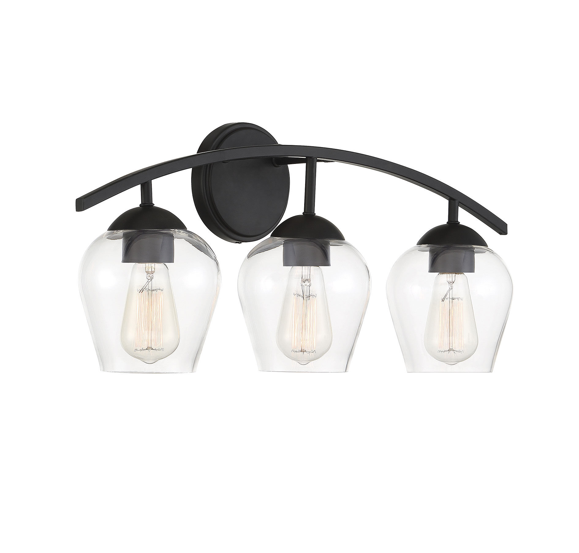 Transitional 3 Light 24 inch Matte Black Bathroom Vanity Light Wall Light