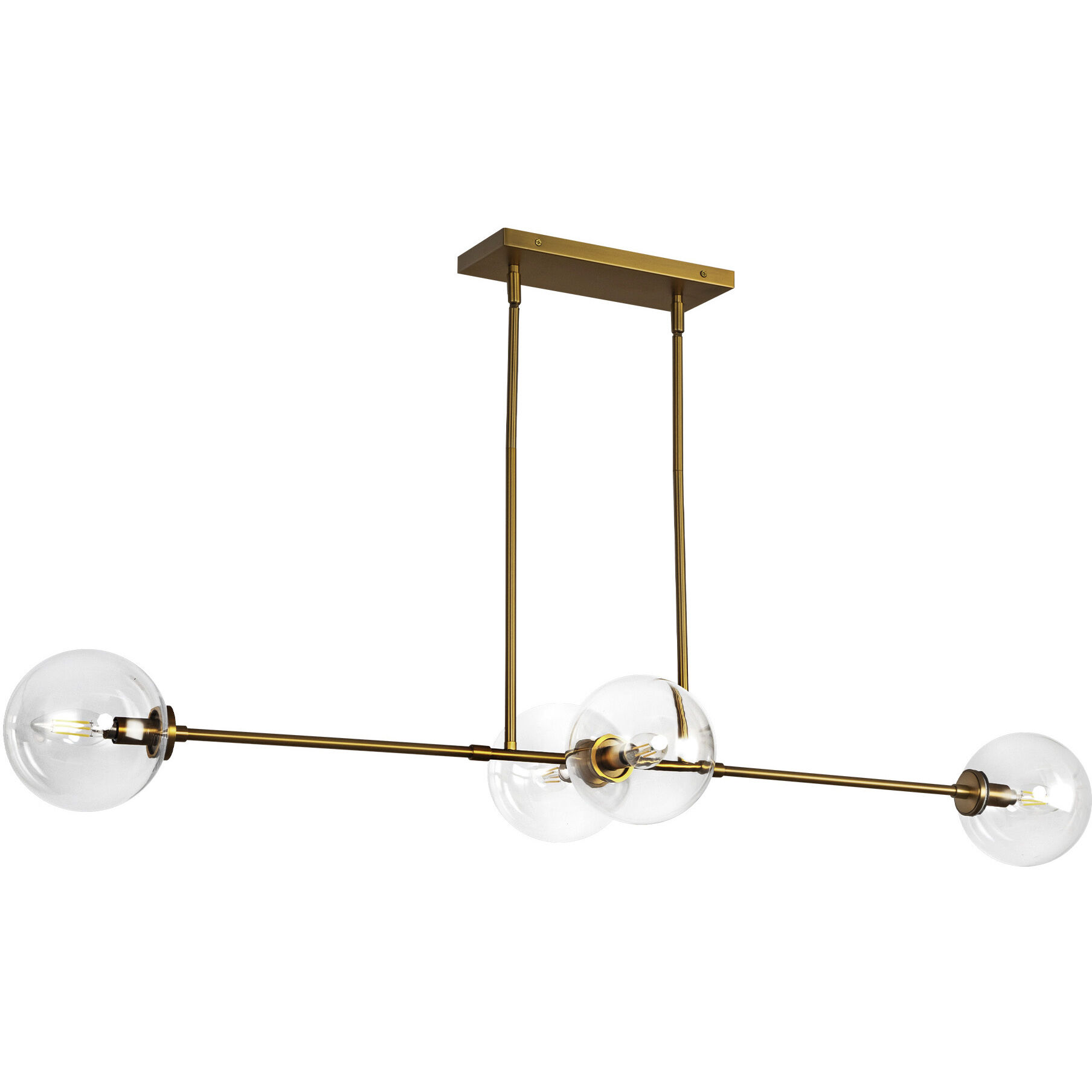 Alora Mood Cassia 4 Light 48 inch Aged Gold/Clear Glass Linear Pendant Ceiling Light