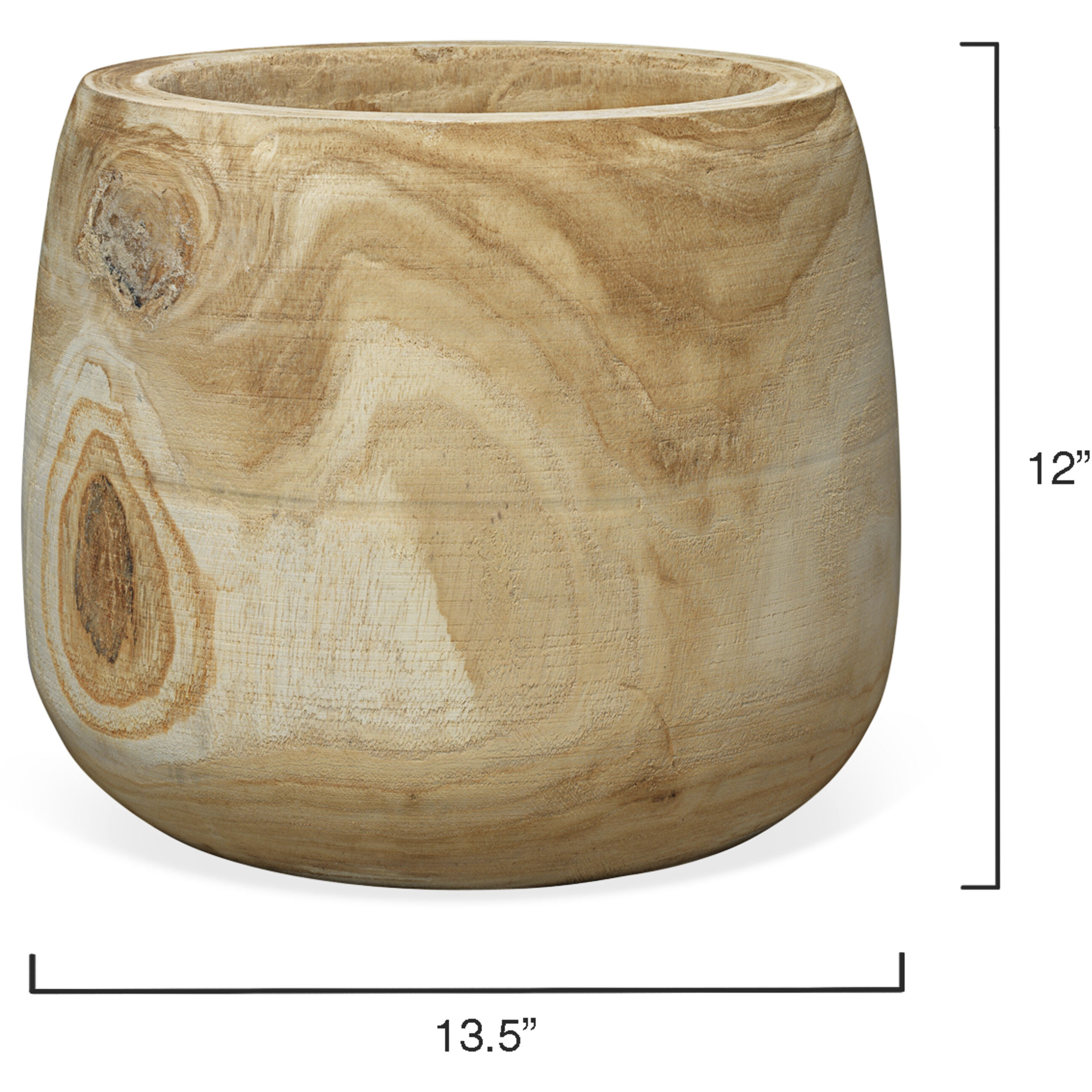 Brea 13.5 X 12 inch Wooden Vase