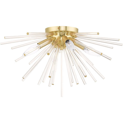 Utopia 4 Light 20 inch Satin Brass Flush Mount Ceiling Light