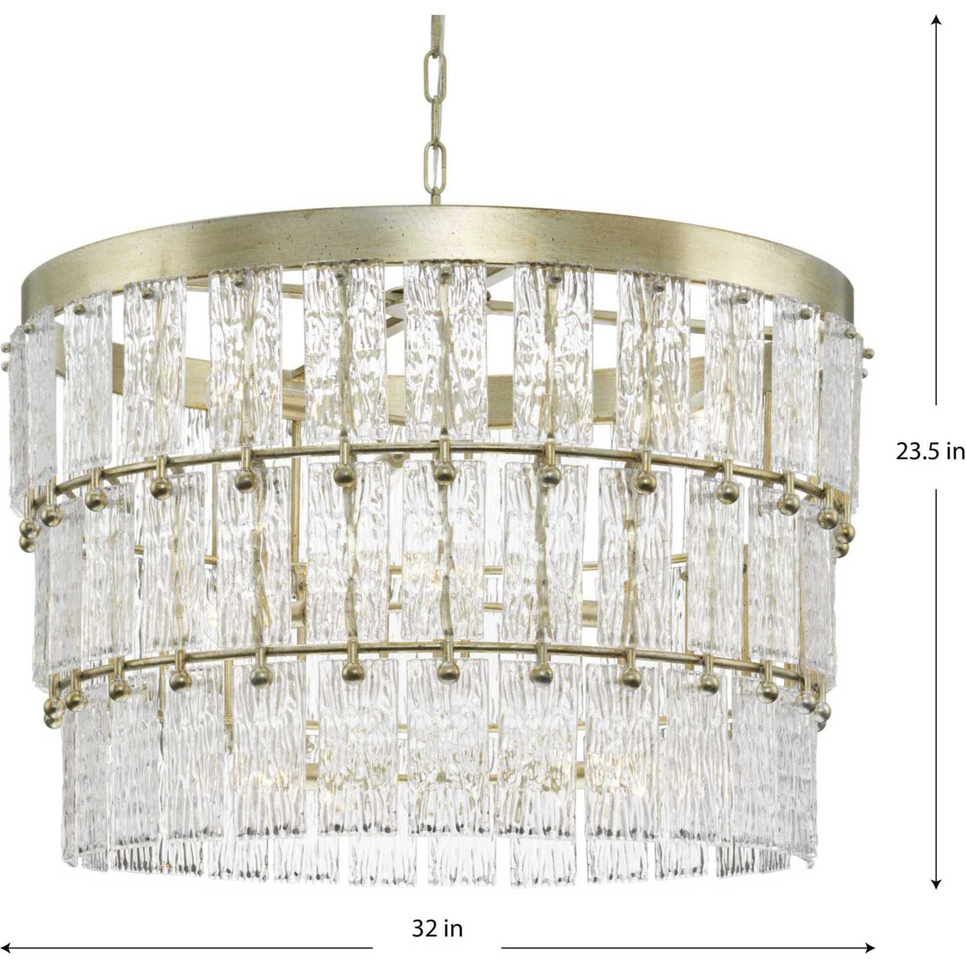 Chevall 9 Light 32 inch Gilded Silver Chandelier Ceiling Light, Design Series