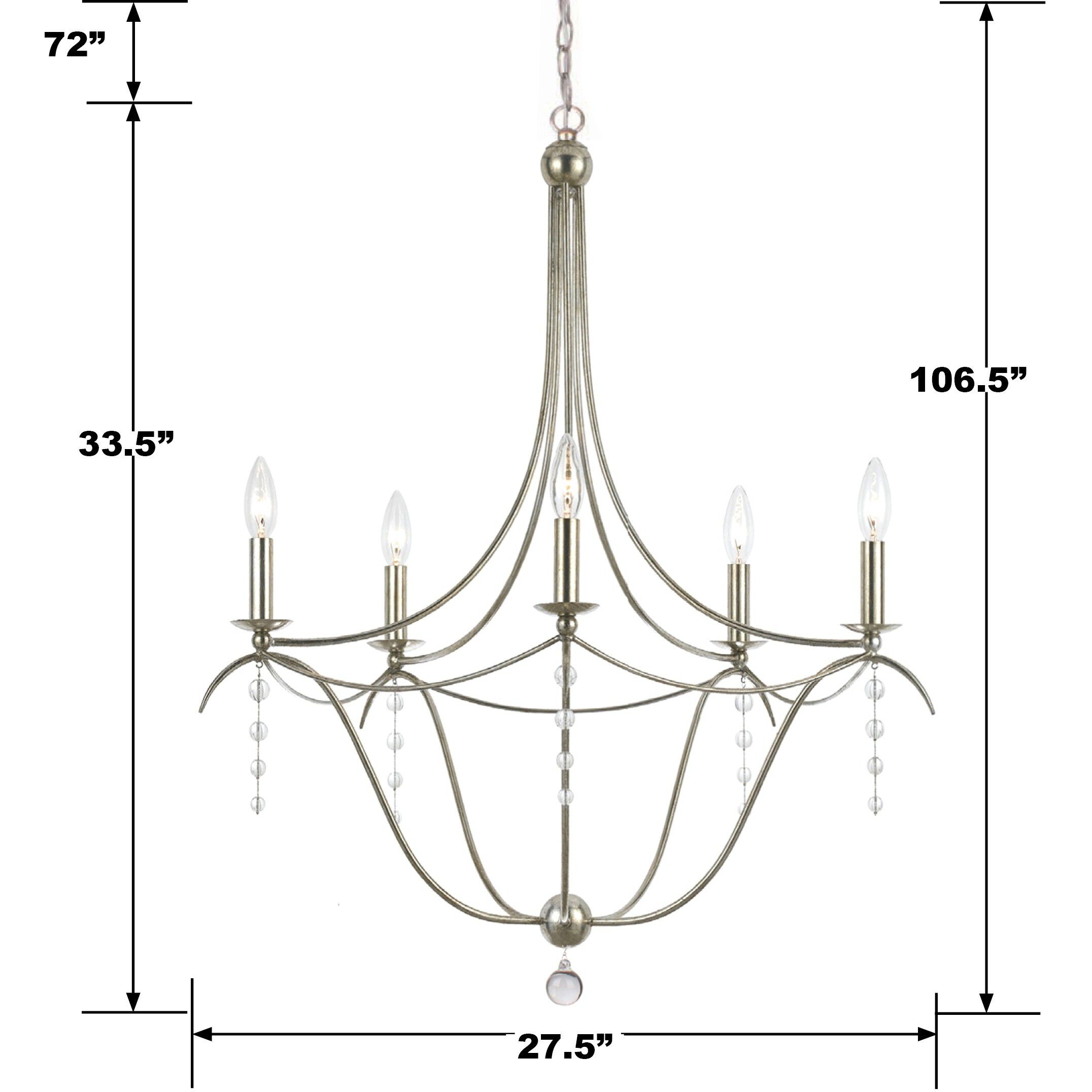Metro 5 Light 27.5 inch Antique Silver Chandelier Ceiling Light