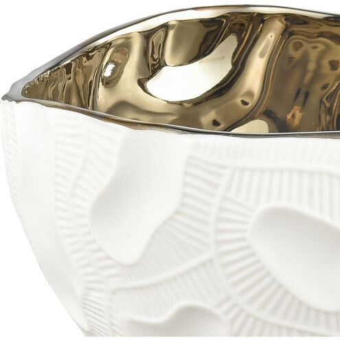 Halford 8 X 5.25 inch Decorative Bowl in Matte White and Gold