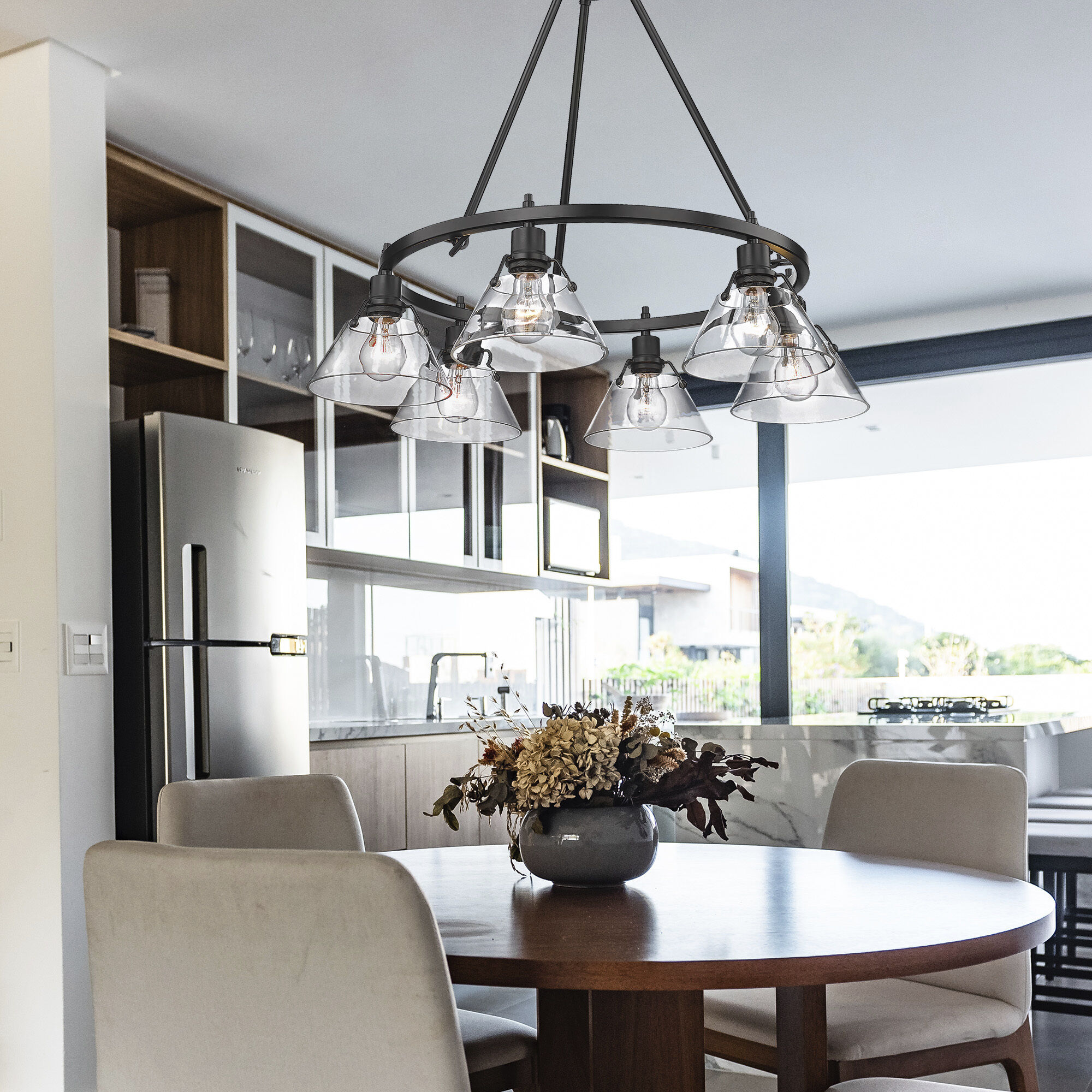 Yep Orwell 6 Light 29 inch Matte Black Chandelier Ceiling Light in Clear Glass