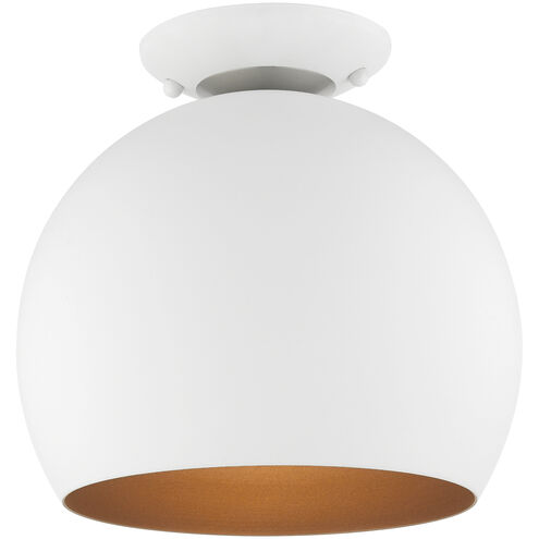 Piedmont 1 Light 10 inch White with Brushed Nickel Accents Semi-Flush Mount Ceiling Light