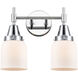 Caden 2 Light 14 inch Polished Chrome Bath Vanity Light Wall Light in Matte White Glass