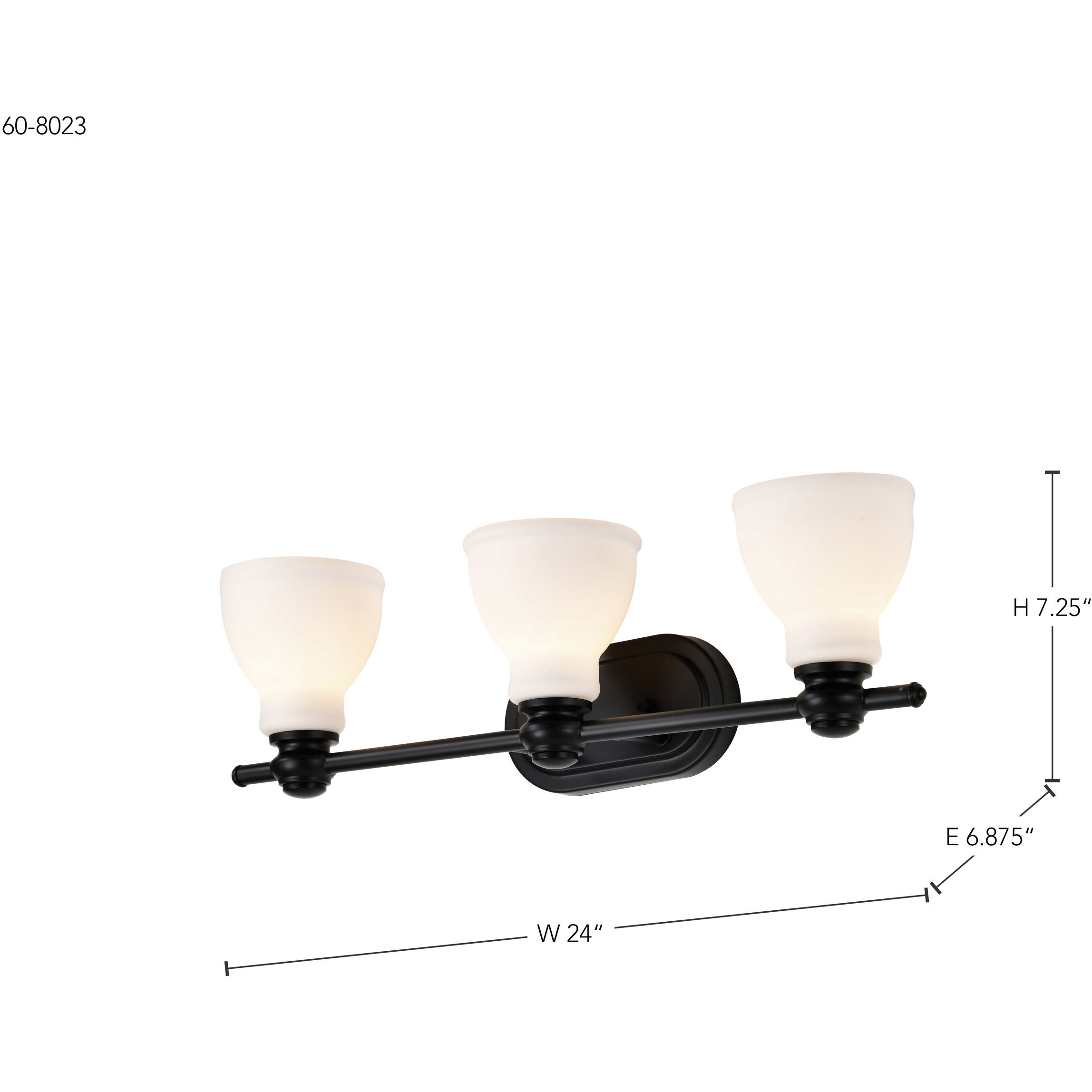 Russel 3 Light 24 inch Matte Black Vanity Light Wall Light