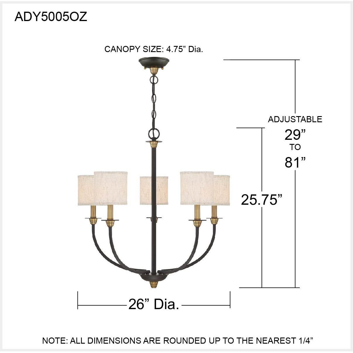 Audley 5 Light 26 inch Old Bronze Chandelier Ceiling Light