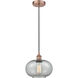 Edison Gorham 1 Light 9.5 inch Antique Copper Mini Pendant Ceiling Light in Charcoal Glass