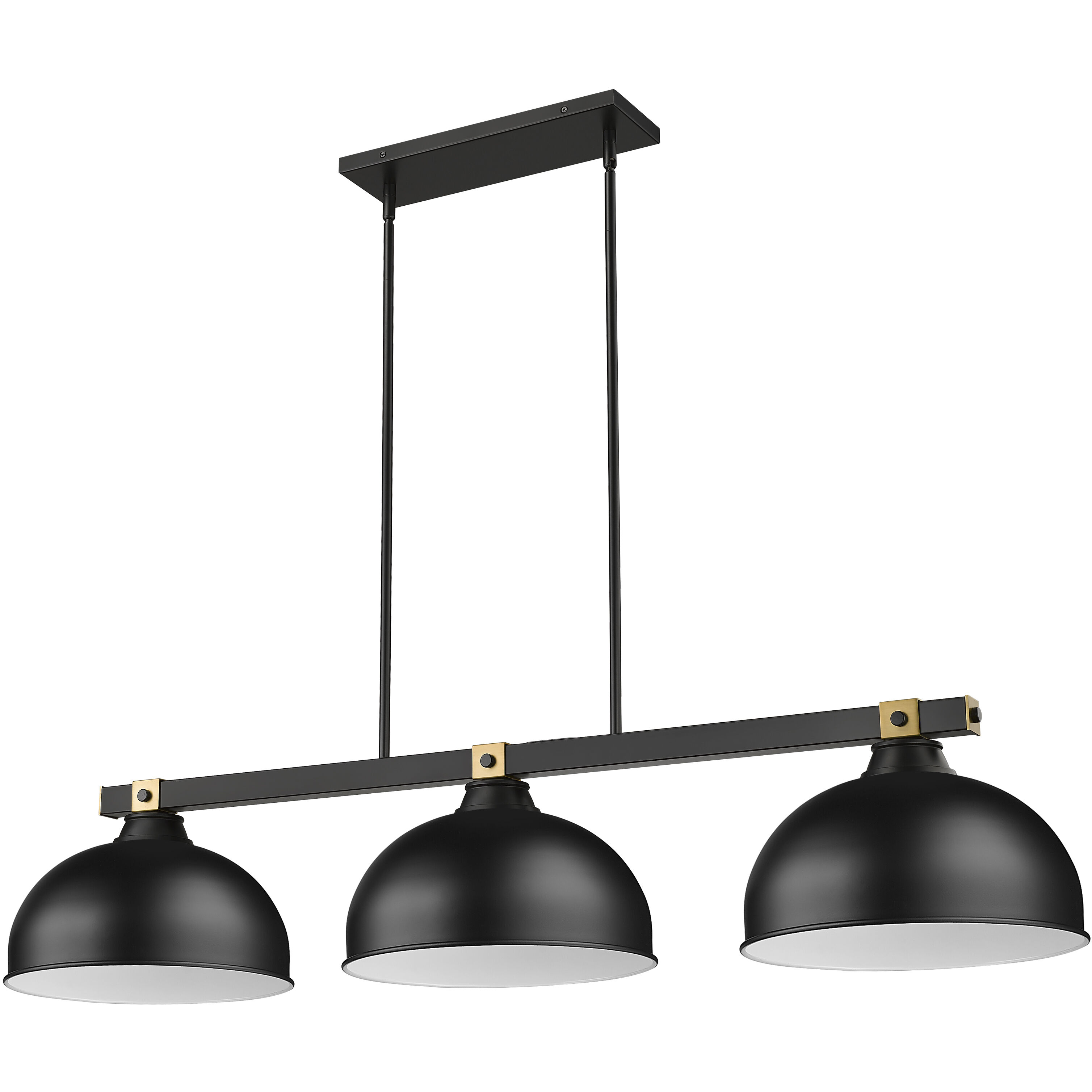 Bronte 3 Light 51.75 inch Matte Black and Rubbed Brass Billiard Light Ceiling Light