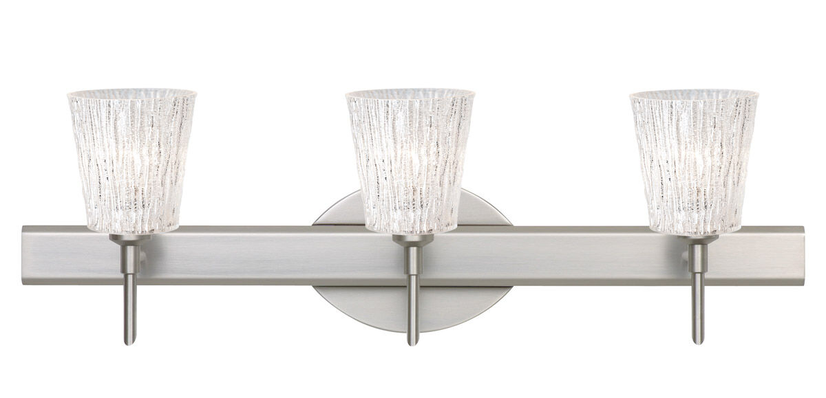 Nico 4 3 Light 23 inch Satin Nickel Vanity Lighting Wall Light in Halogen, Glitter Stone Glass