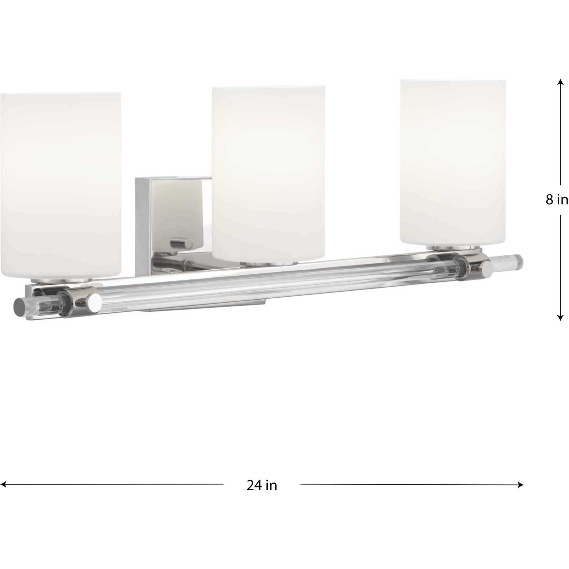 Lisbon 3 Light 24 inch Polished Nickel Bath Vanity Wall Light, Design Series