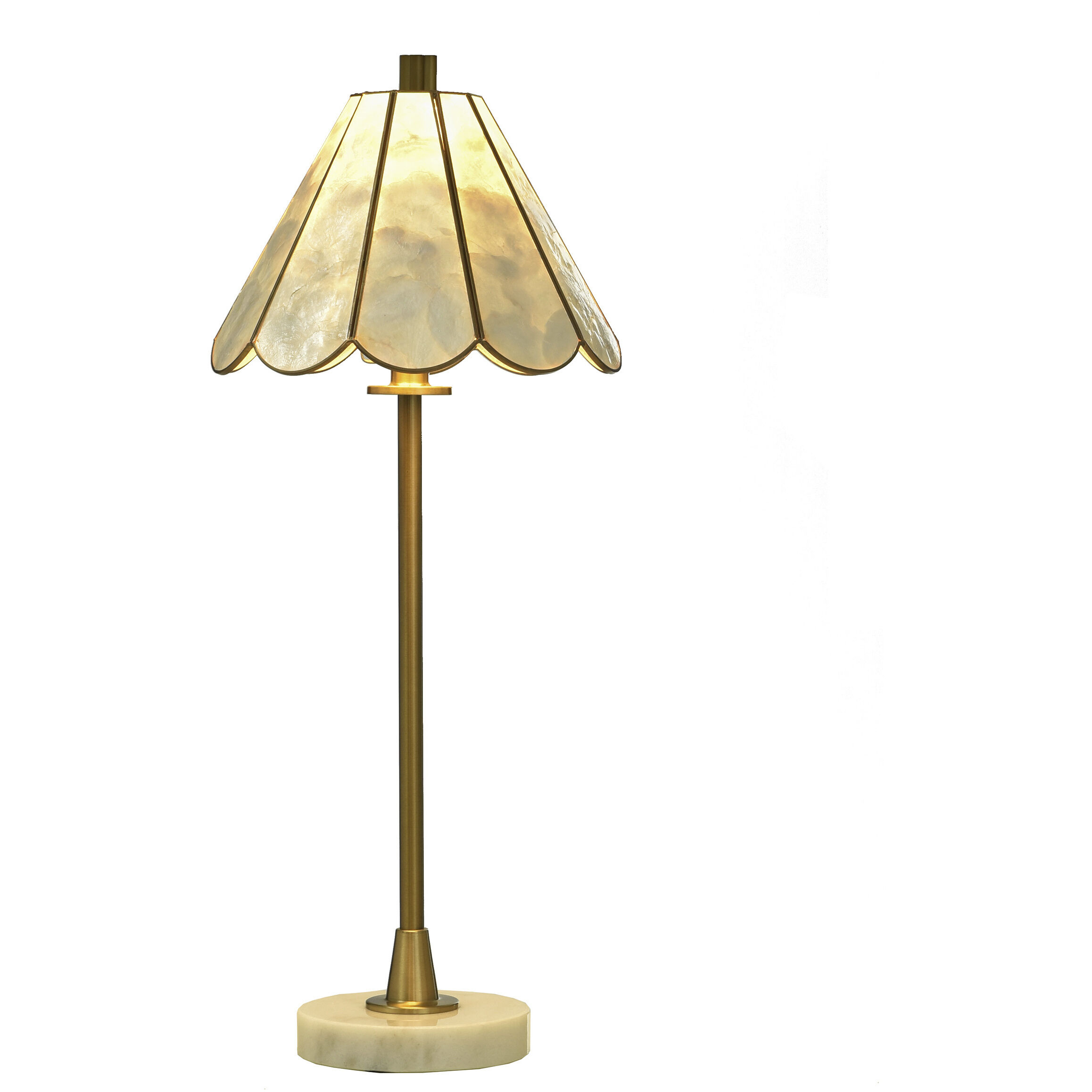Verity 26 inch 40 watt White Marble and Polished Brass Table Lamp Portable Light