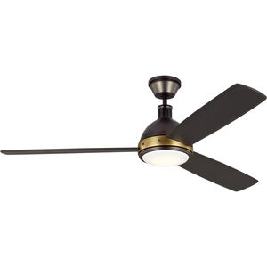 Hicks 60 inch Deep Bronze with Bronze Blades Ceiling Fan in Deep Bronze and Hand-Rubbed Antique Brass