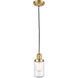 Franklin Restoration Dover LED 5 inch Satin Gold Mini Pendant Ceiling Light in Seedy Glass, Franklin Restoration