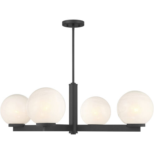 Modern 4 Light 38 inch Matte Black Chandelier Ceiling Light