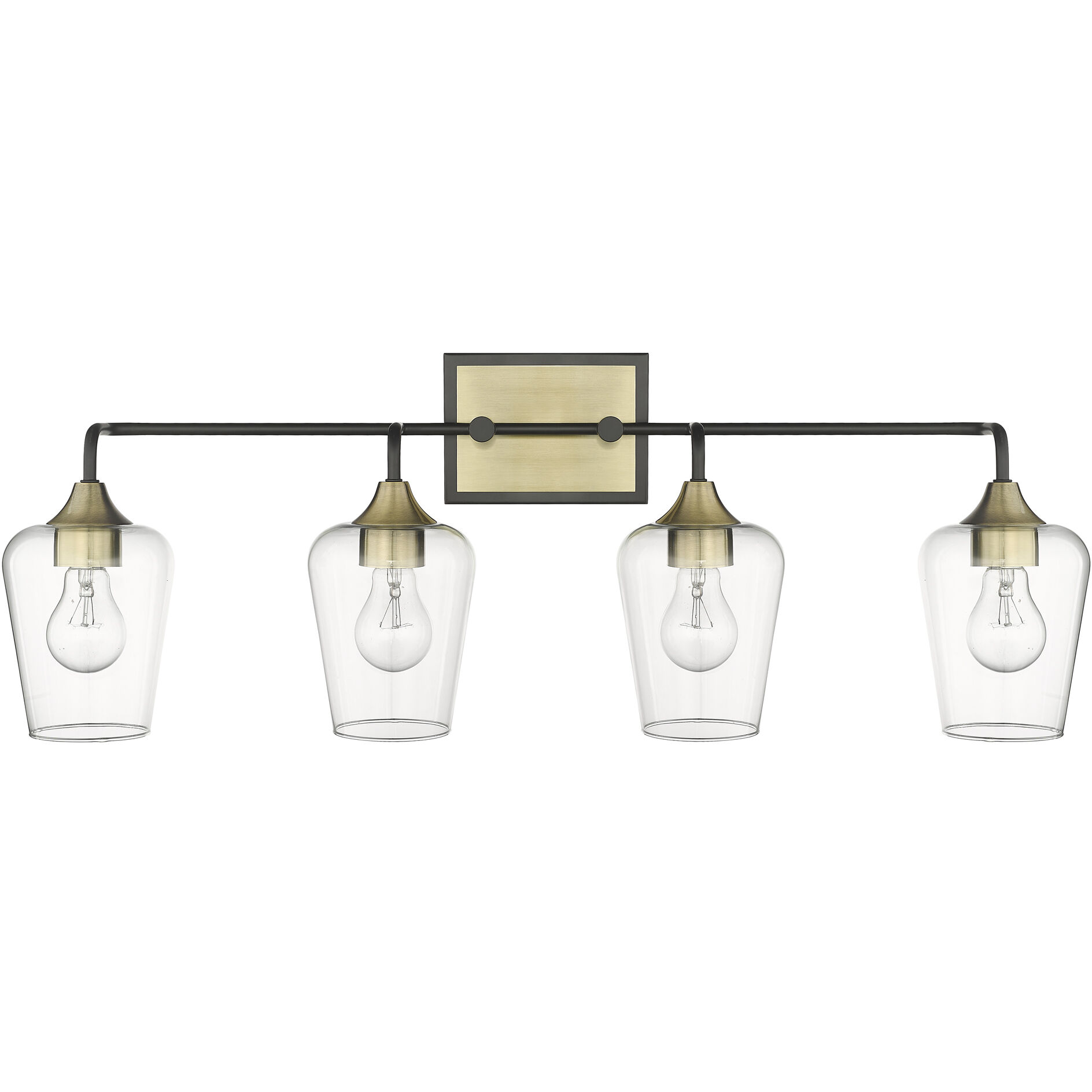 Gladys 4 Light 32 inch Matte Black and Antique Brass Vanity Light Wall Light