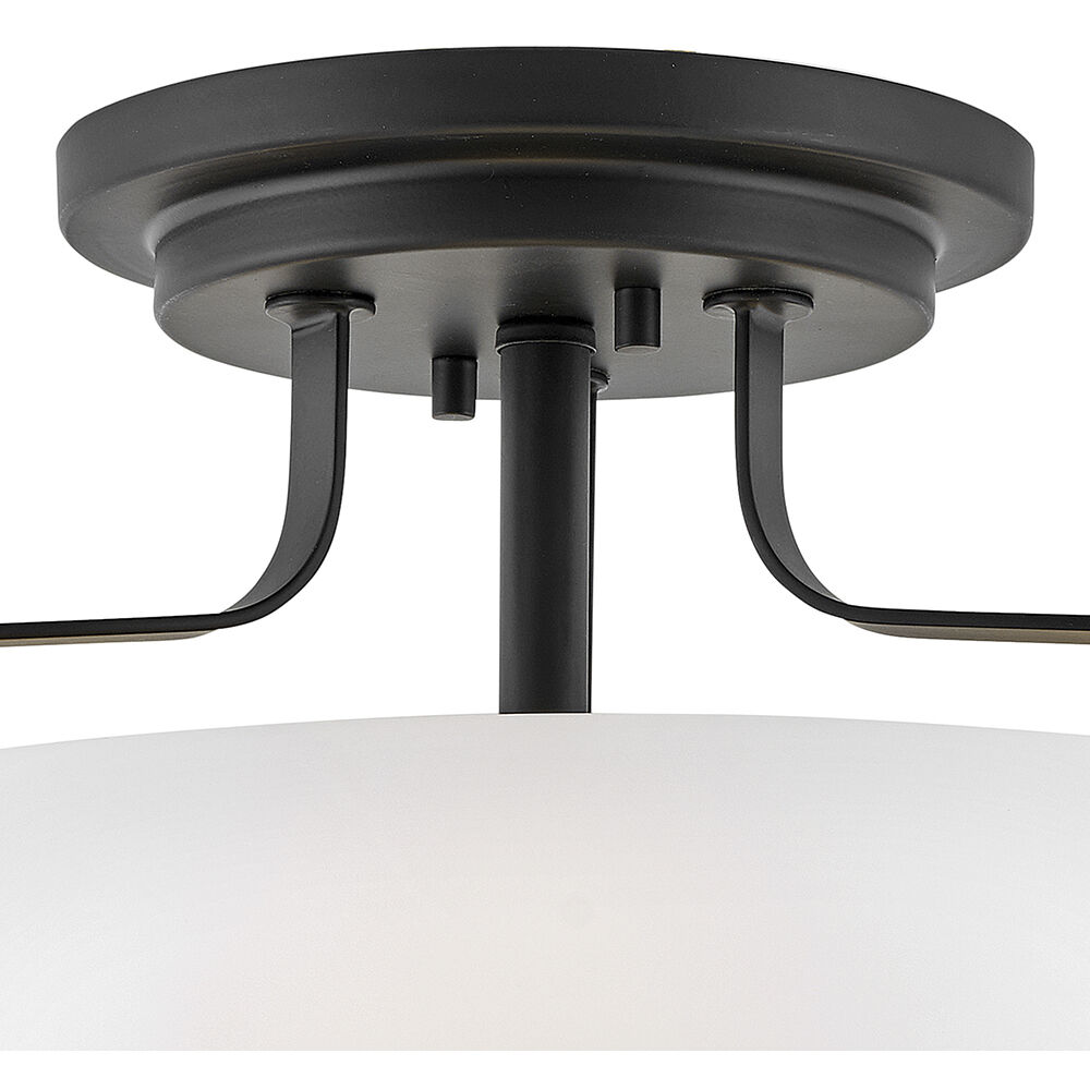 Harper 3 Light 14.5 inch Black Indoor Semi-Flush Mount Ceiling Light in White