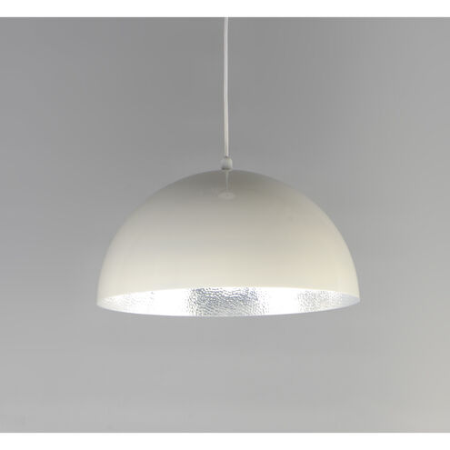 Hemisphere LED 14 inch Gloss White and Aluminum Single Pendant Ceiling Light