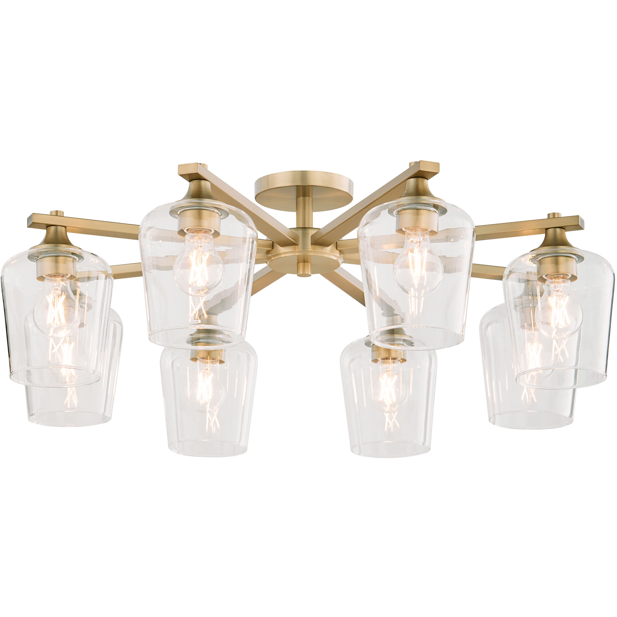 Veno 8 Light 32 inch Aged Brass Flush Mount Ceiling Light