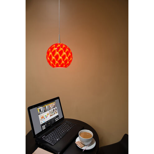 Sirena 1 Light 7.9 inch Chrome Pendant Ceiling Light in Red Glass