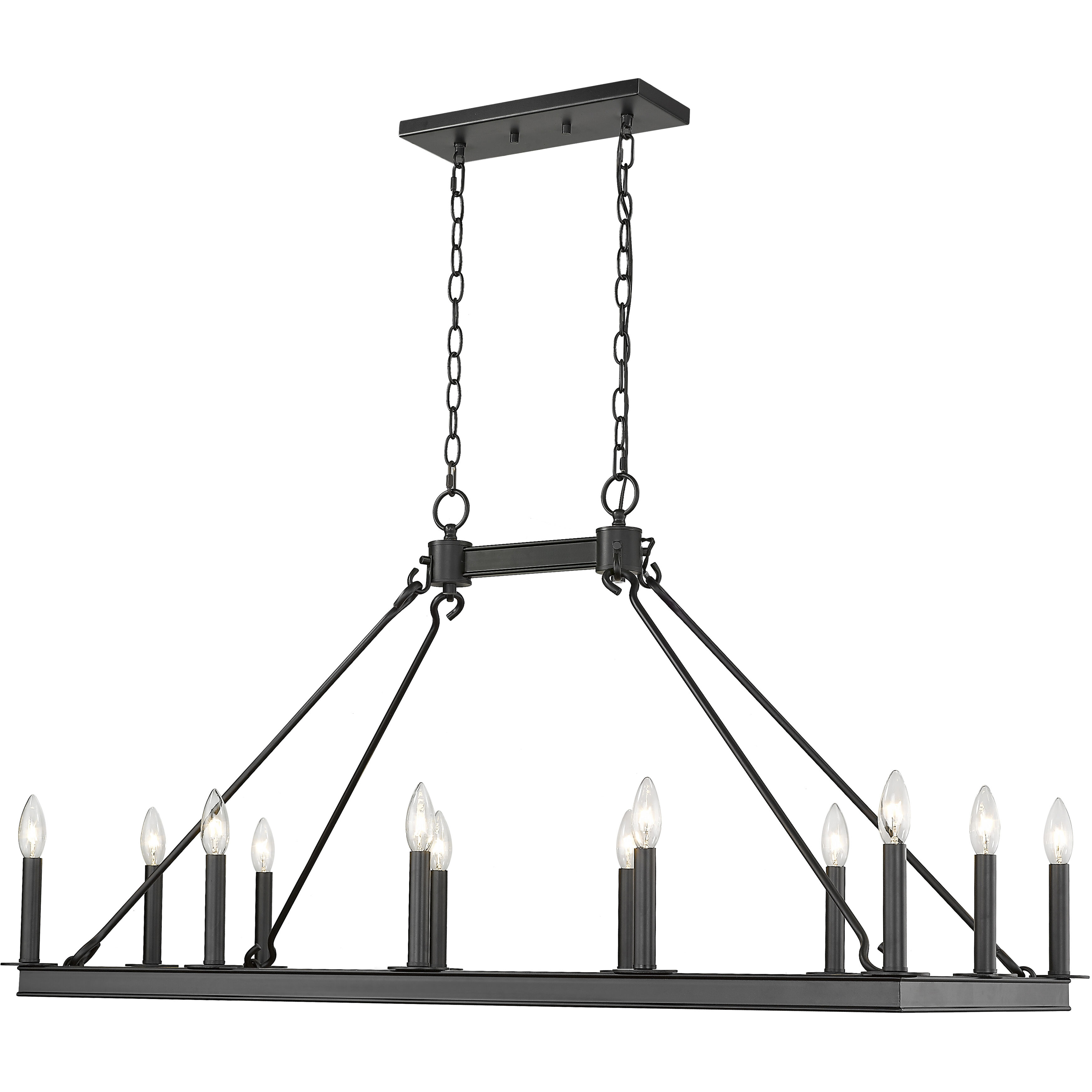 Barclay 12 Light 45 inch Matte Black Linear Chandelier Ceiling Light