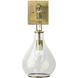 Tear Drop Hanging 1 Light 8 inch Clear Glass & Antique Brass Wall Sconce Wall Light