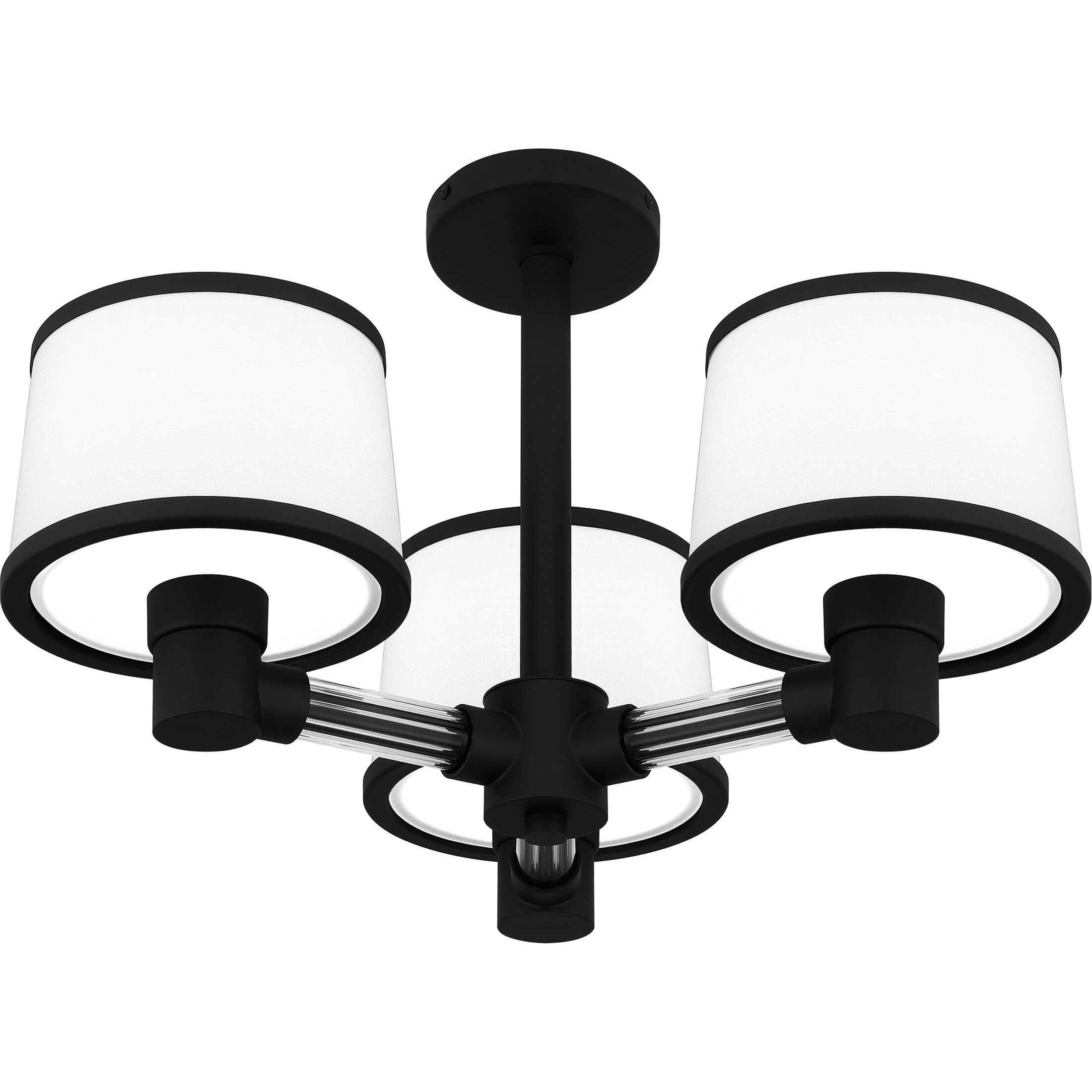 Kylen 3 Light 22 inch Matte Black Semi-Flush Mount Ceiling Light