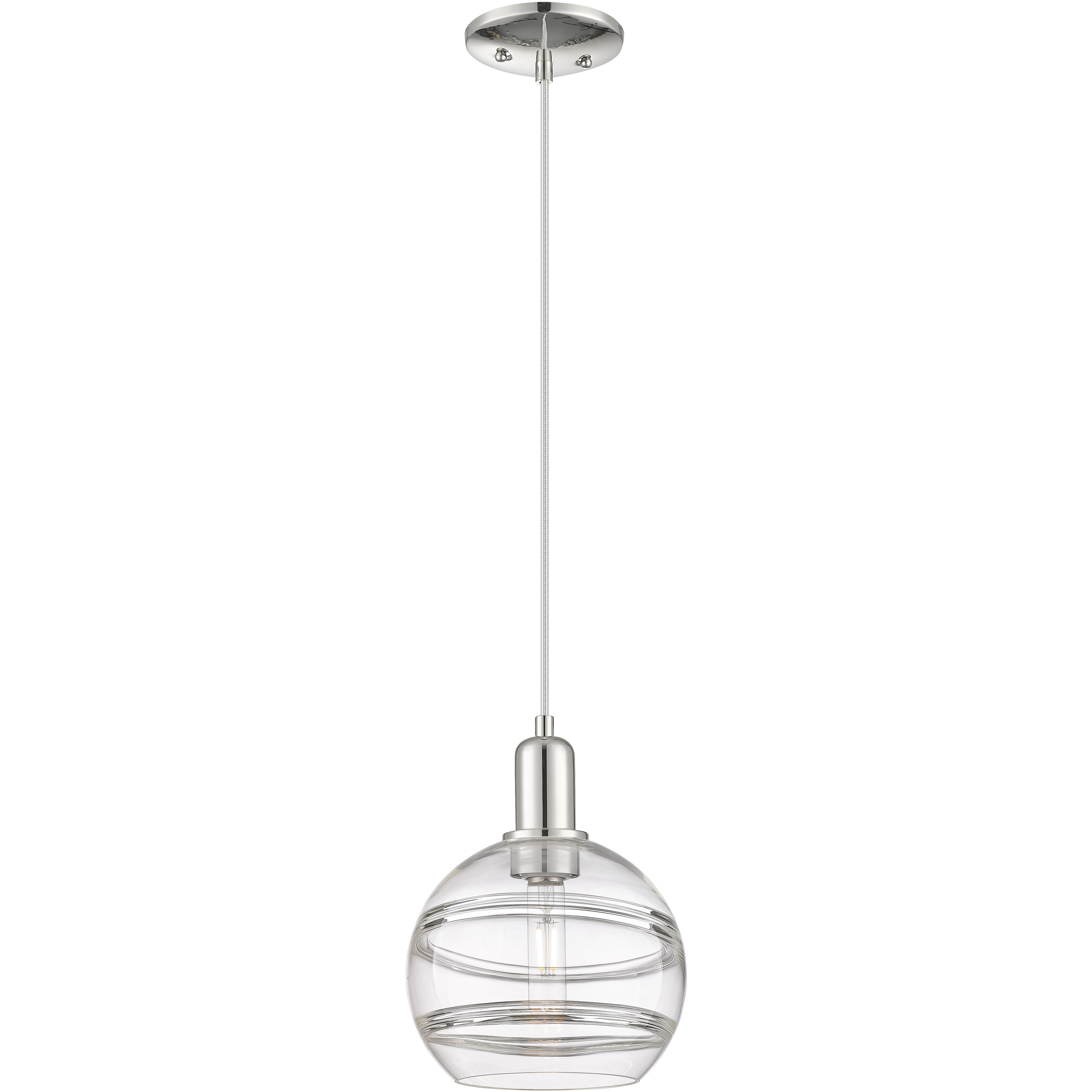 Arcadia Rochester 1 Light 8 inch Polished Nickel Mini Pendant Ceiling Light