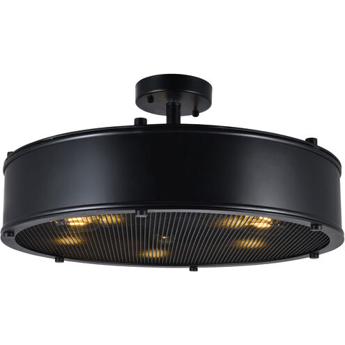 Tigris 5 Light 20 inch Black Drum Shade Flush Mount Ceiling Light