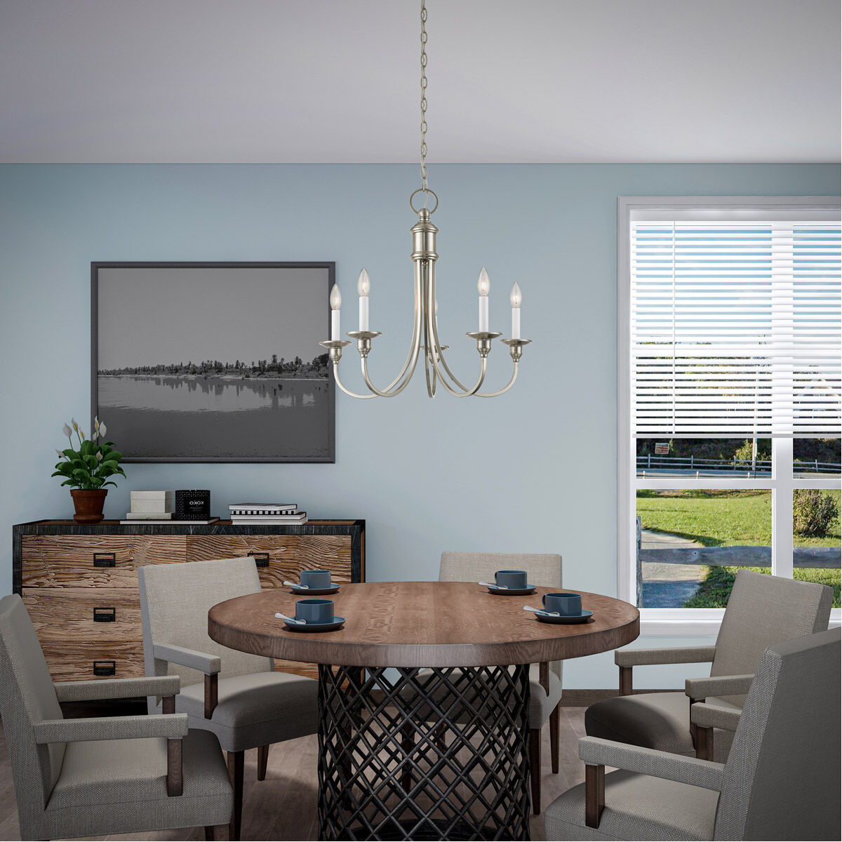 Cranford 5 Light 24 inch Brushed Nickel Chandelier Ceiling Light