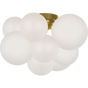 Miles 3 Light 14.5 inch Aged Brass with Frosted Flush Mount Ceiling Light