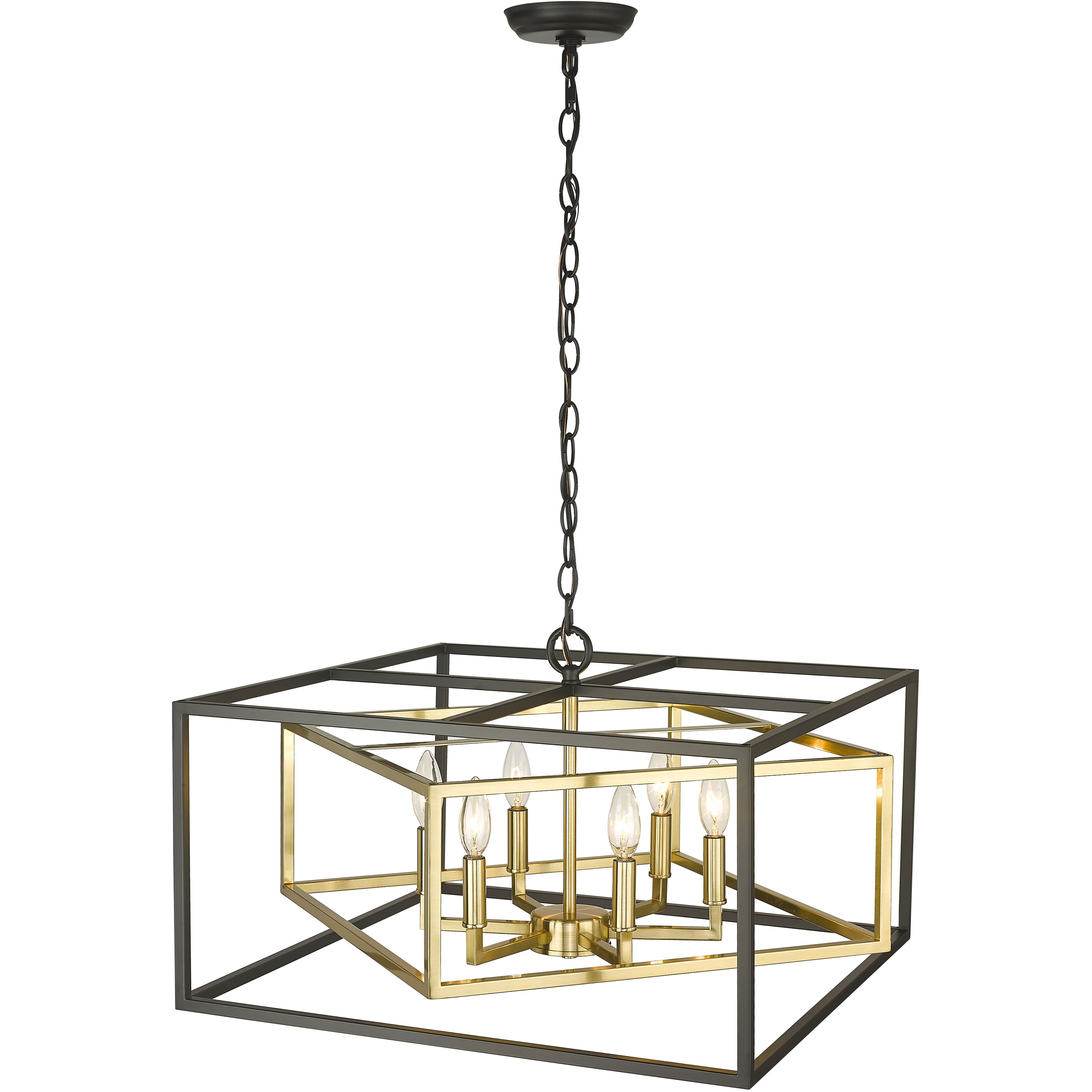 Canada 6 Light 22 inch Black and Gold Chandelier Ceiling Light