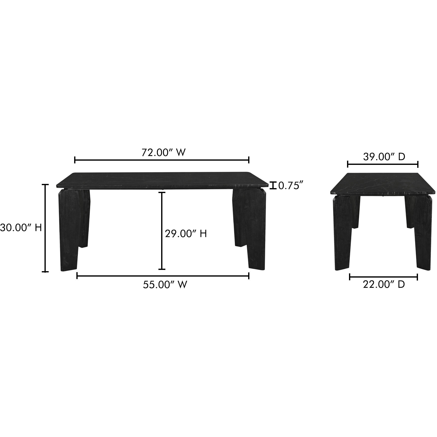 Satona 72 X 39 inch Black Dining Table